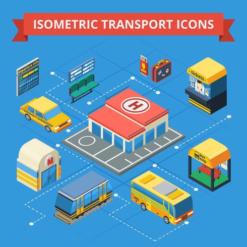 Passagerartransport Isometrisk flödesdiagram vektor