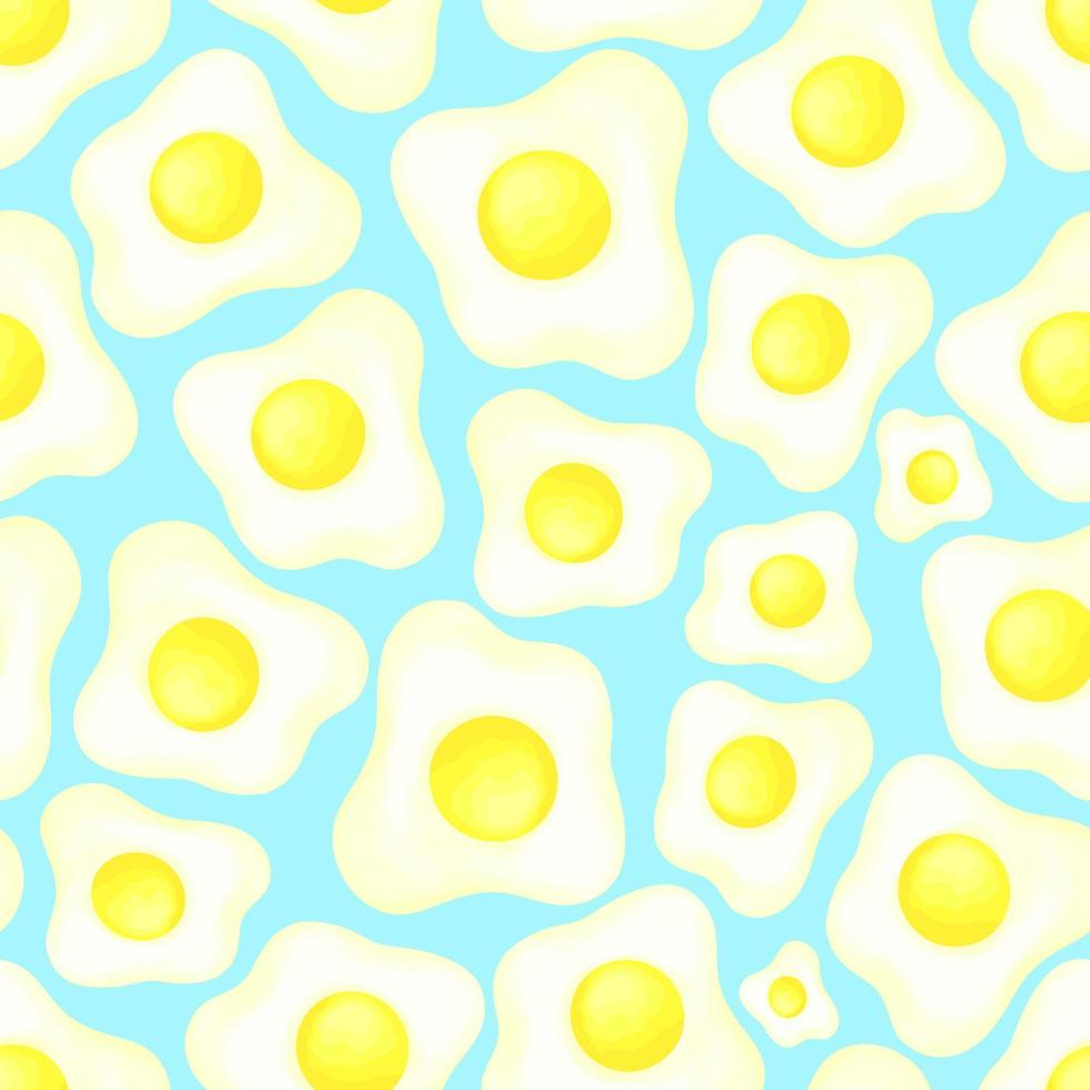 sömlösa mönster äggröra vektor för eco gård kokbok meny recept. glada färgglada hälsosam hälsosam mat frukost brunch lunch middag koncept. handritade ägg i platt tecknad stil