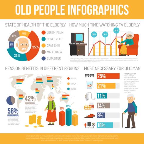 Aging People Life Flat Infographic Banner vektor