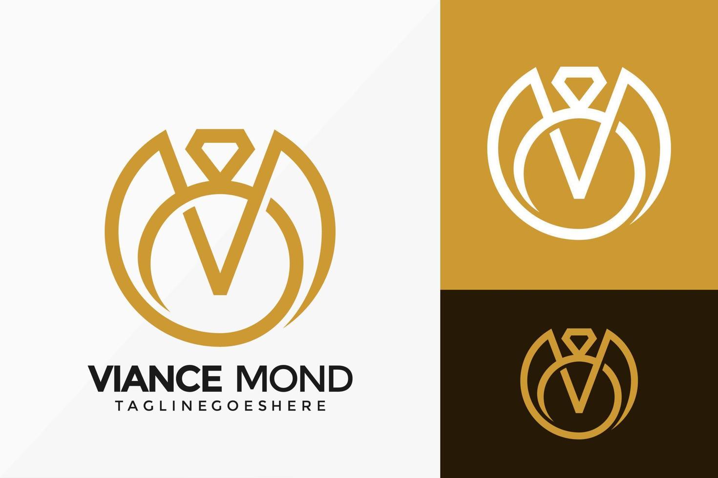 Luxus-Diamantring-Mode-Logo-Vektor-Design. abstraktes Emblem, Designkonzept, Logos, Logoelement für Vorlage. vektor