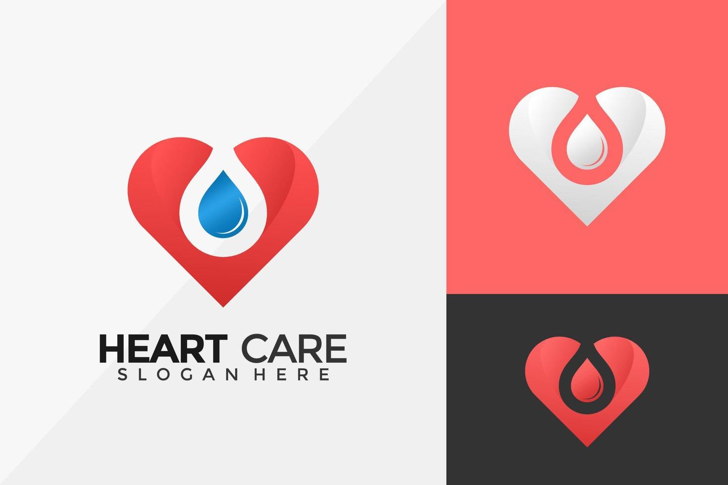 Heartcare Drop reines Logo-Design, moderne Logo-Designs-Vektor-Illustrationsvorlage vektor