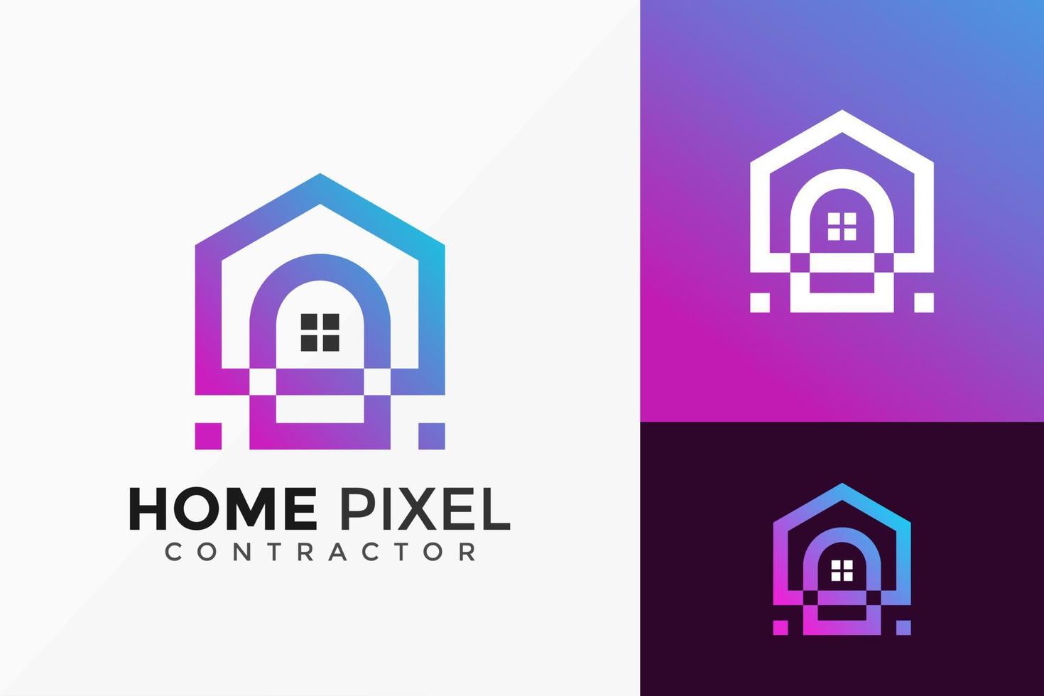 hem pixel logotyp design. modern idé logotyper design vektor illustration mall