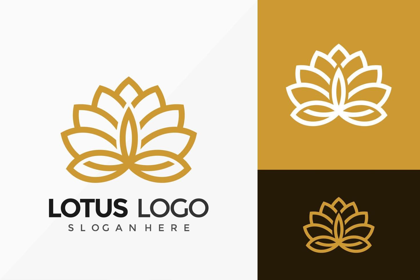 Goldblumen-Lotus-Logo-Vektor-Design. abstraktes Emblem, Designkonzept, Logos, Logoelement für Vorlage. vektor