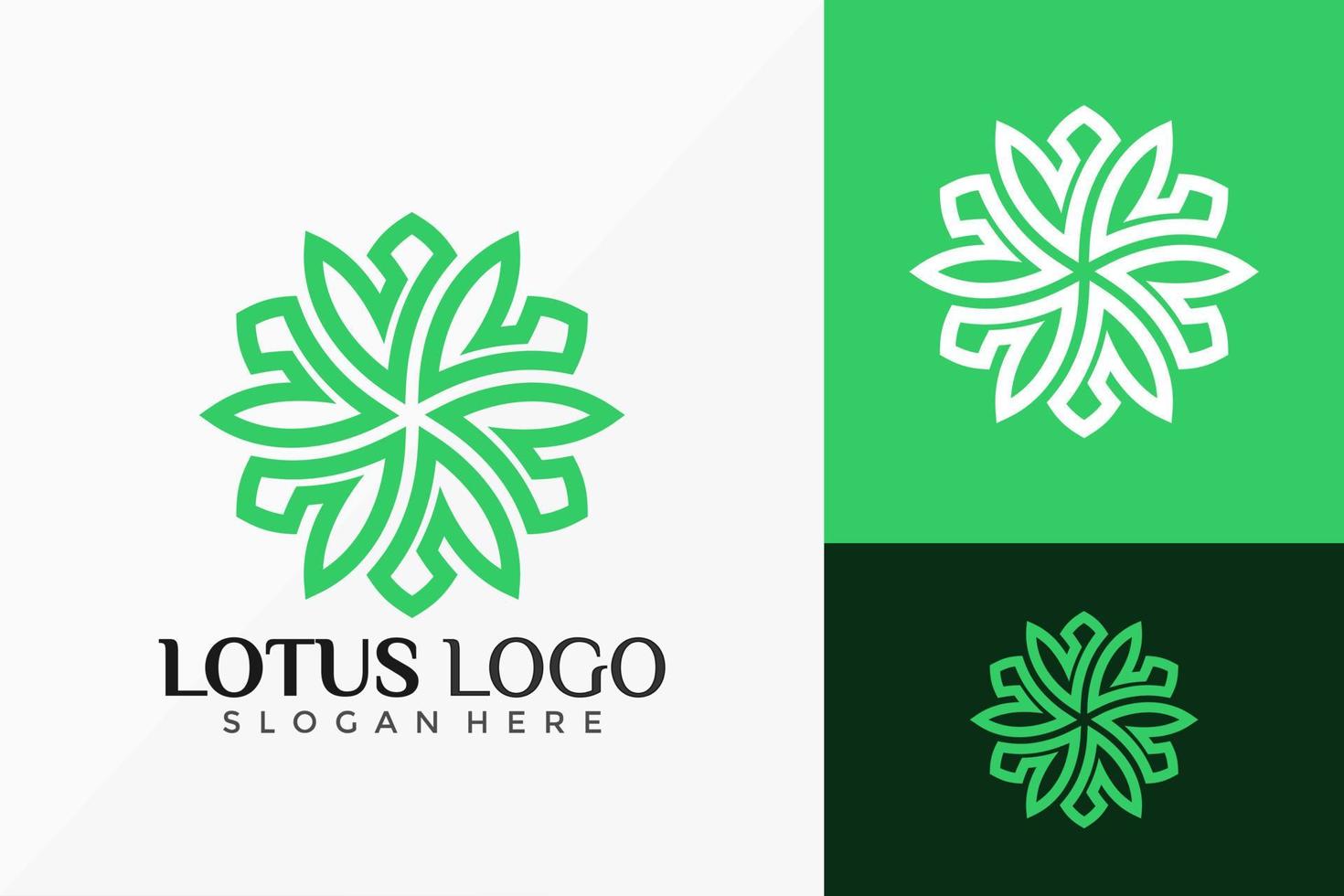 grünes Lotusblumenlogo-Vektordesign. abstraktes Emblem, Designkonzept, Logos, Logoelement für Vorlage. vektor