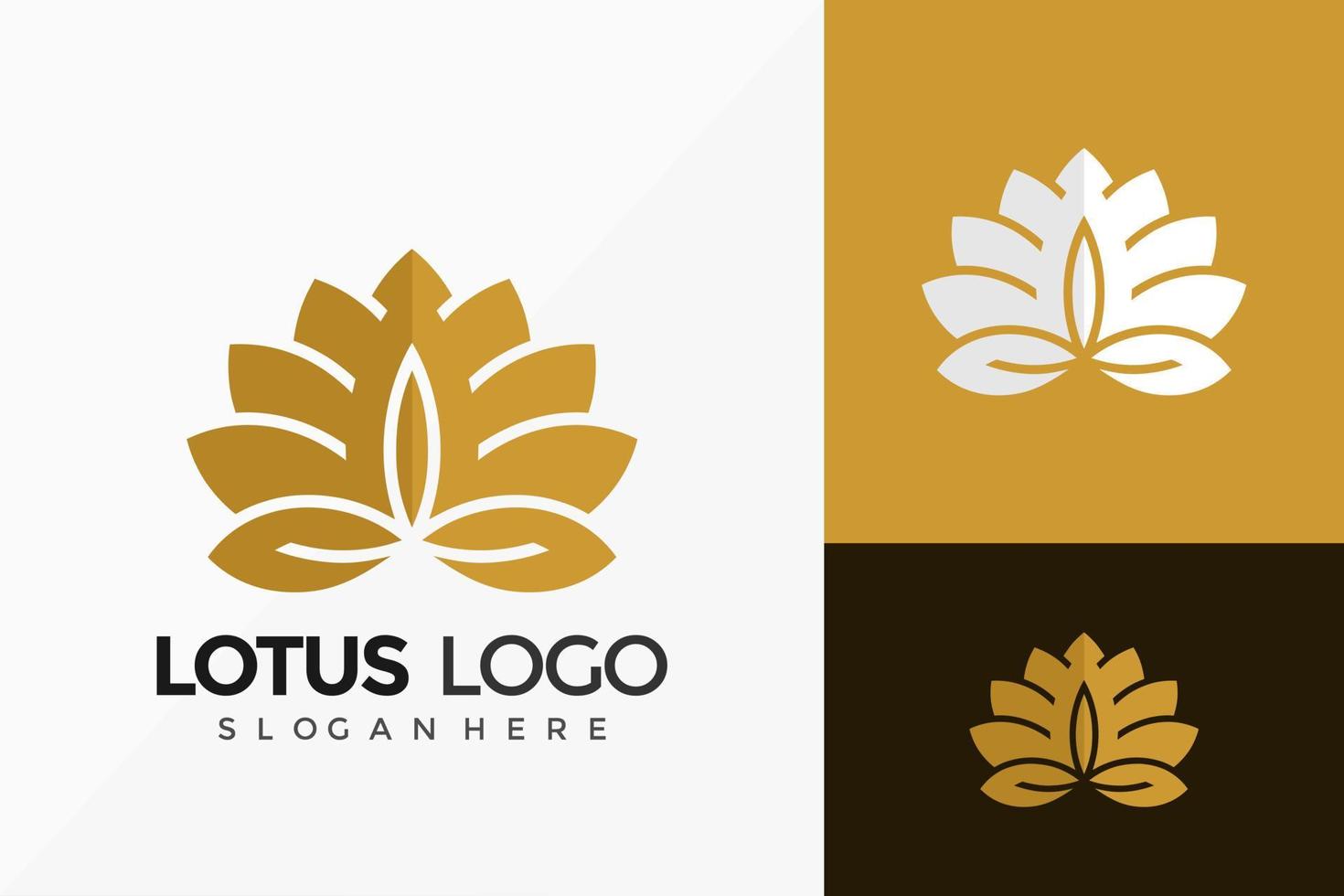 Gold Lotus Meditation Logo-Vektor-Design. abstraktes Emblem, Designkonzept, Logos, Logoelement für Vorlage. vektor