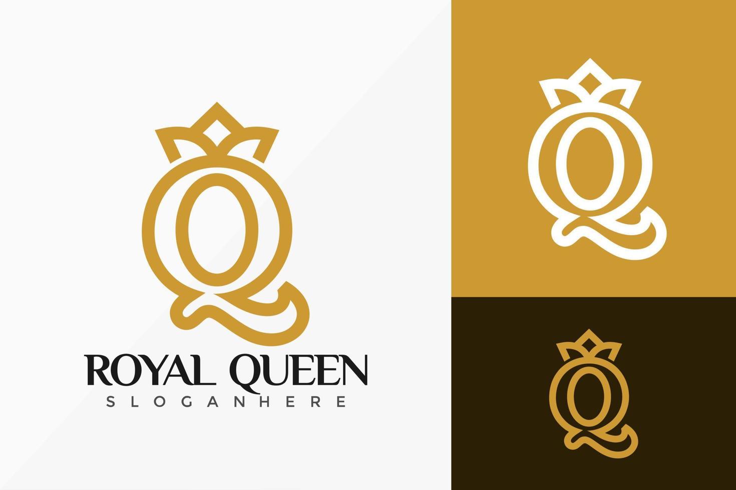royal queen crown logotyp vektordesign. abstrakt emblem, designkoncept, logotyper, logotypelement för mall. vektor