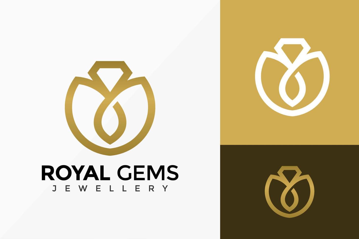 royal flower smycken logotyp design, varumärkesidentitet logotyper design vektor illustration mall