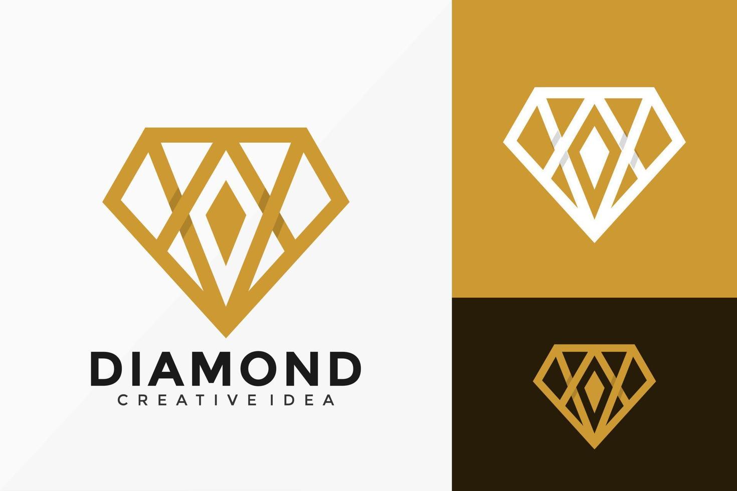 lyx linjekonst diamant logotyp vektor design. abstrakt emblem, designkoncept, logotyper, logotypelement för mall.