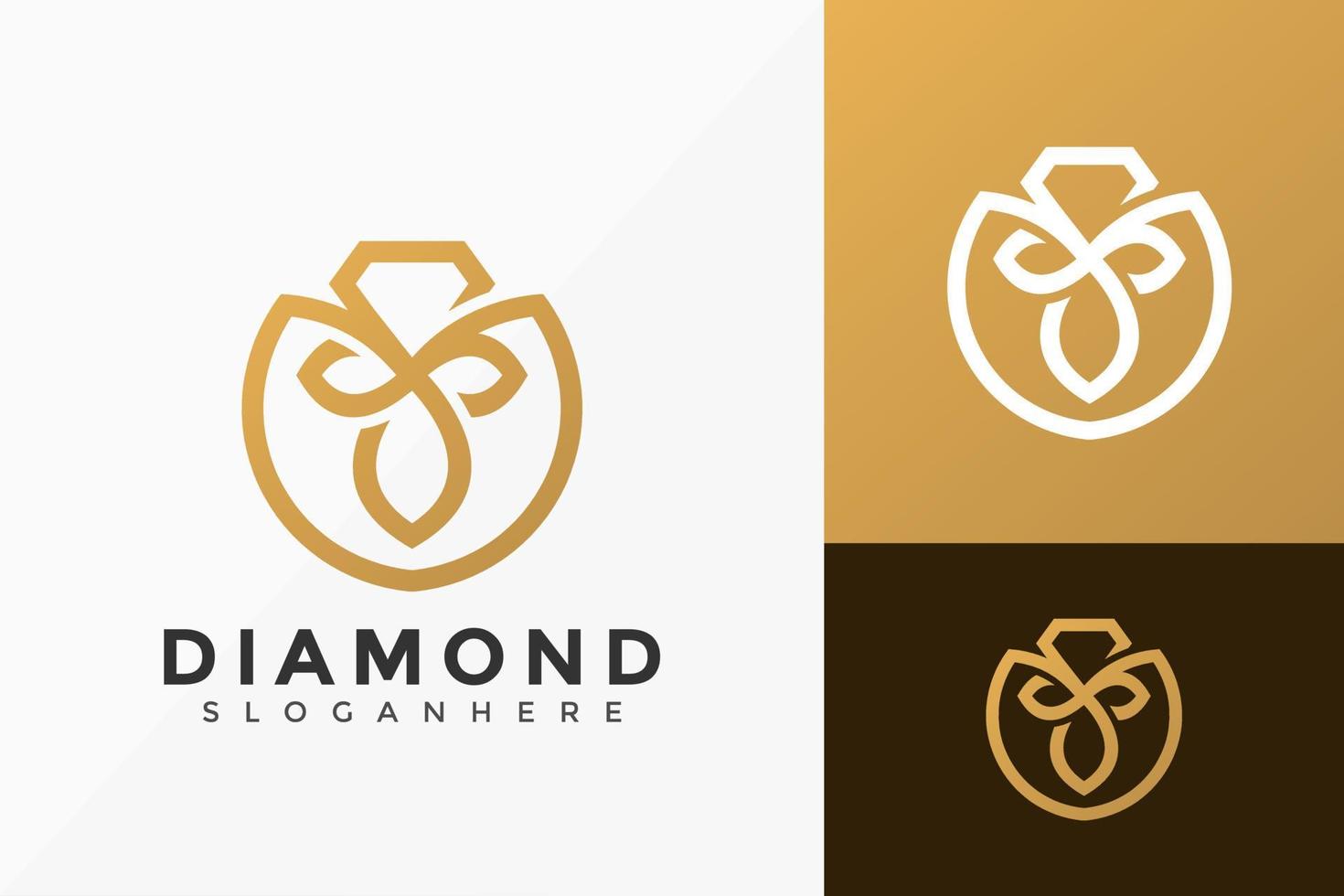 Golddiamantschmuck-Logo-Design, minimalistische Logos-Designs Vektor-Illustrationsvorlage vektor