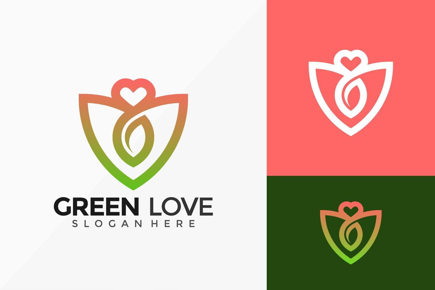 Natur Lotus Liebe Logo-Design. kreative Ideenlogos entwirft Vektorillustrationsschablone vektor