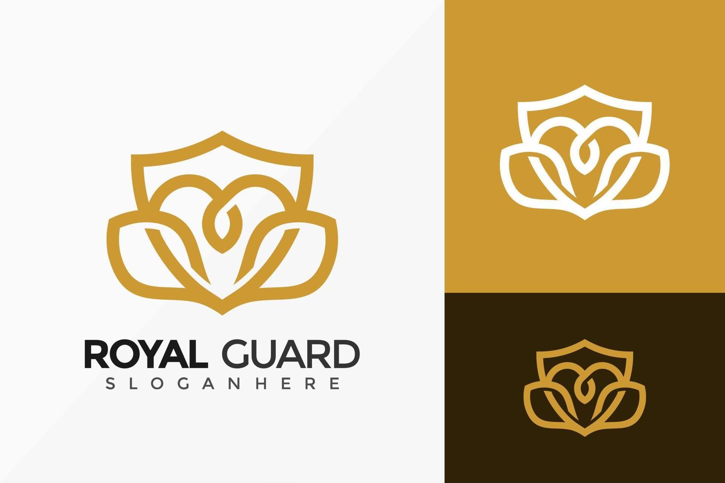 guld royal guard lyx logotyp design, minimalistisk logotyp design vektor illustration mall