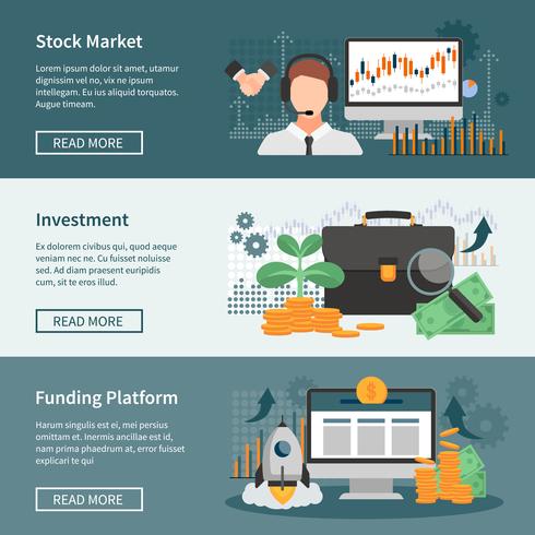 Investition und Handel mit horizontalen Banner vektor