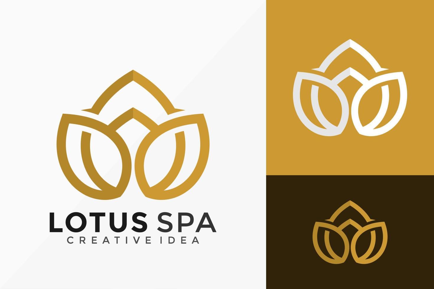 Luxus-Linien-Kunst Lotus Spa-Logo-Vektor-Design. abstraktes Emblem, Designkonzept, Logos, Logoelement für Vorlage. vektor