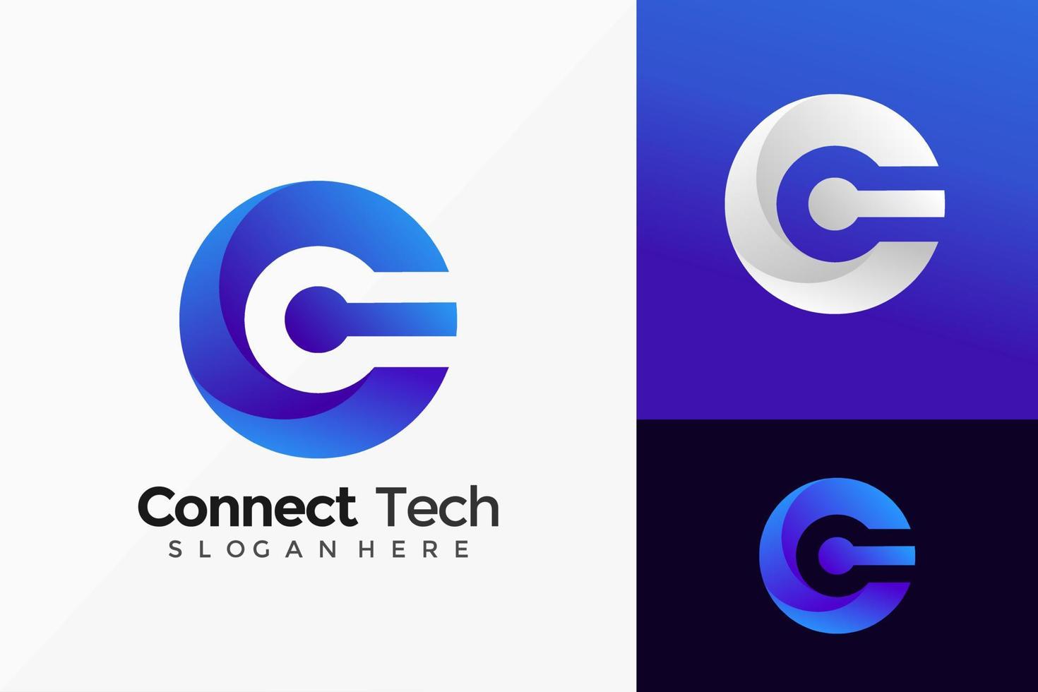 vektor bokstav c teknik logotyp design. abstrakt emblem, designkoncept, logotyper, logotypelement för mall.