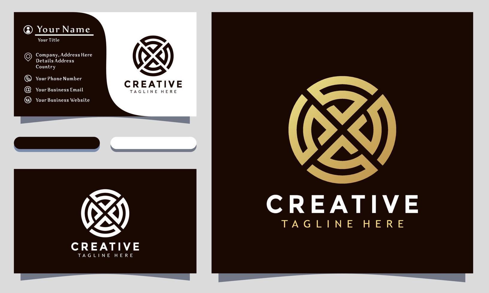 guldbokstavscirkel geometrisk kreativ logotypdesign vektorillustration, minimalistisk elegant, modern företagsvisitkortsmall vektor