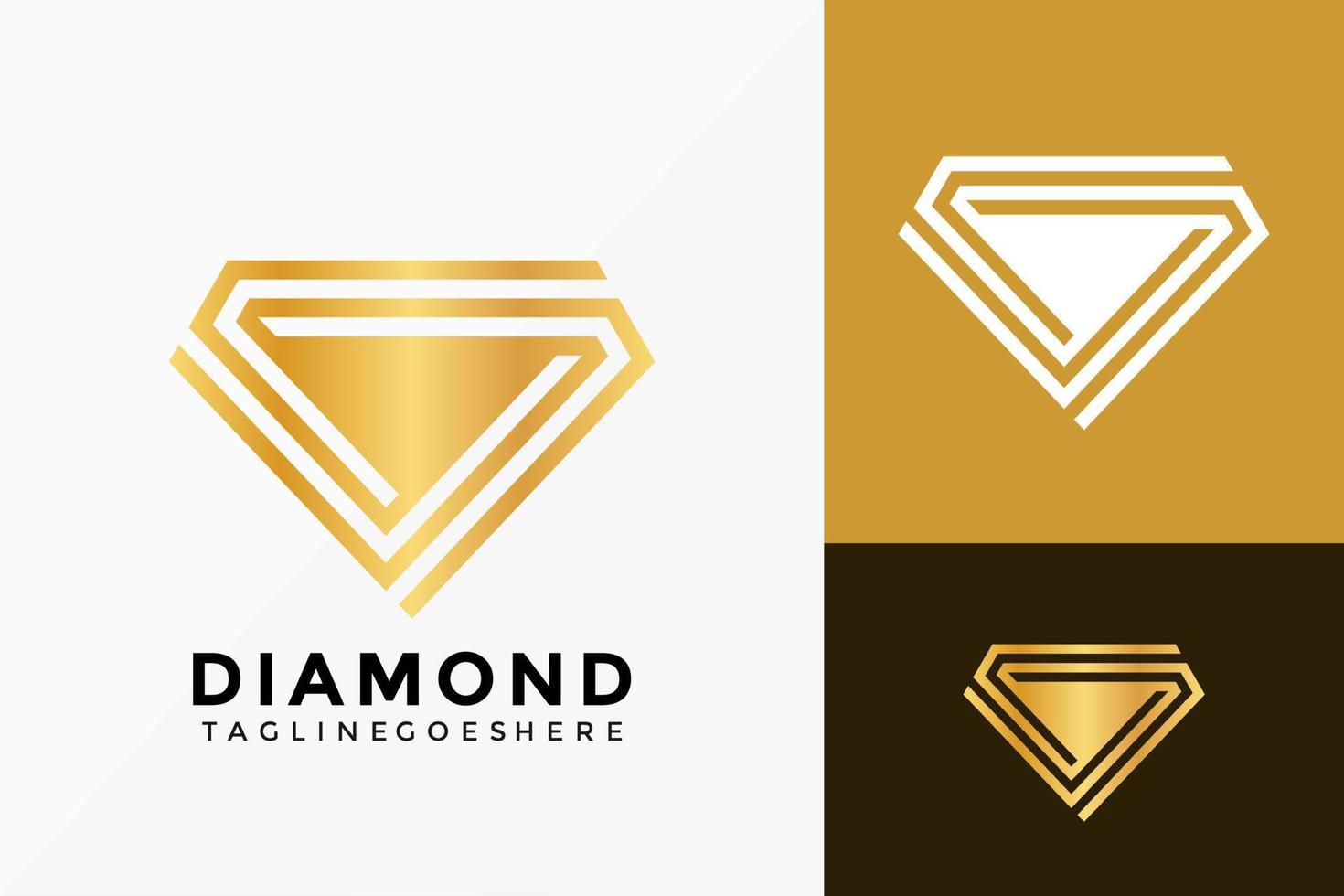 goldener Diamantschmuck Logo-Vektor-Design. abstraktes Emblem, Designkonzept, Logos, Logoelement für Vorlage. vektor