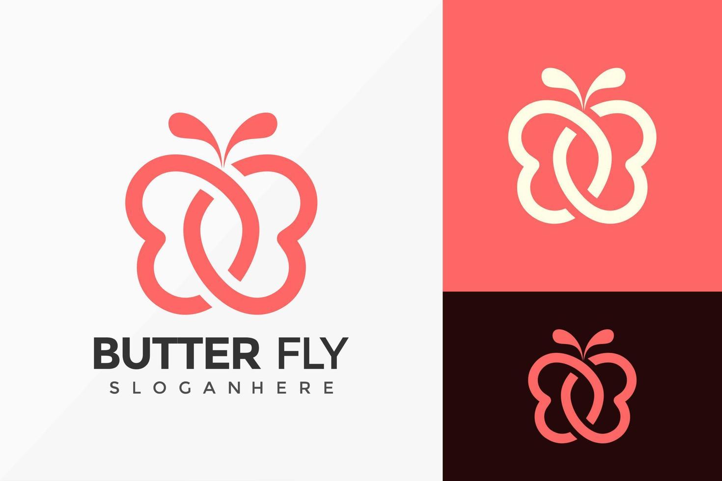 Liebe Schmetterlingslogo-Design, Markenidentitätslogos entwirft Vektorillustrationsschablone vektor