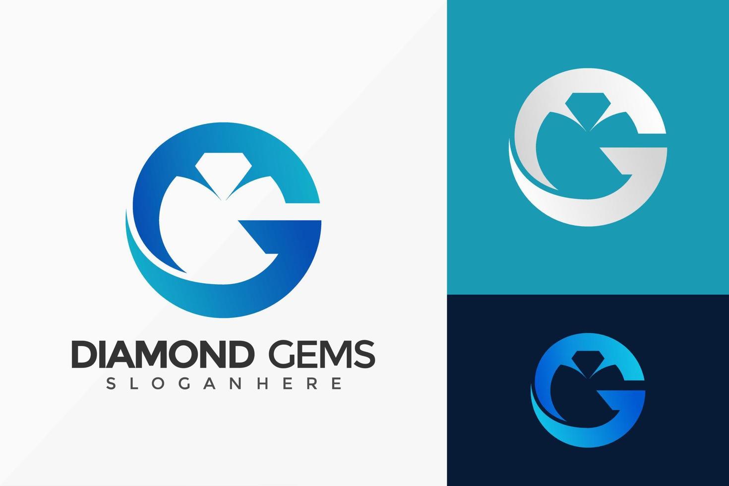 bokstaven g diamant ädelsten logotyp design, minimalistisk logotyp design vektor illustration mall