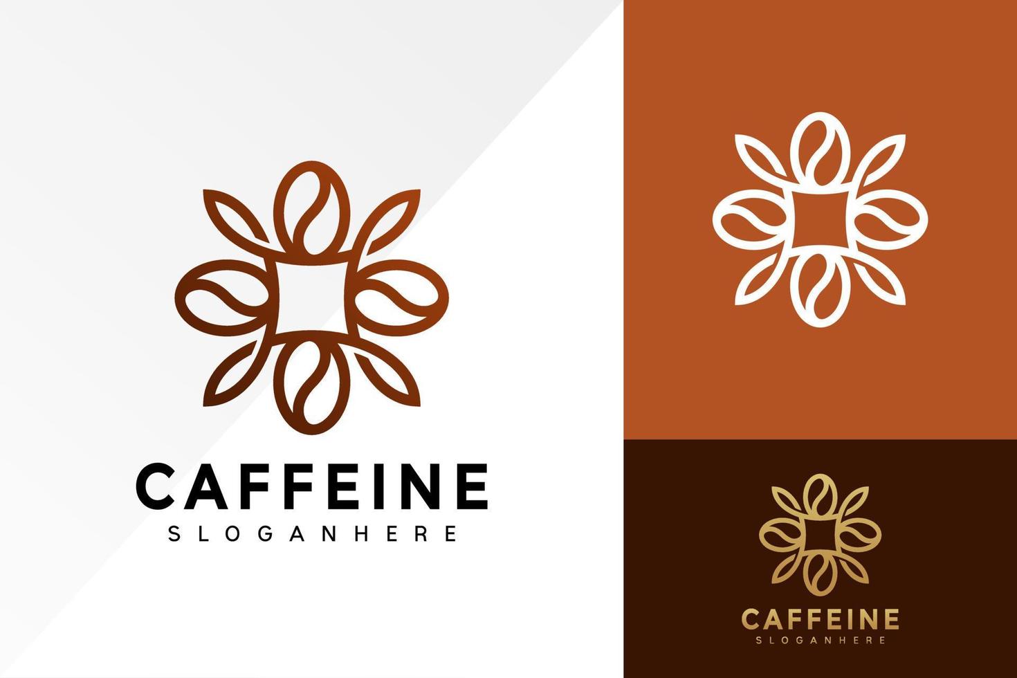 koffein logotyp design, kafé business logotyper vektor, modern logotyp, logo design vektor illustration mall
