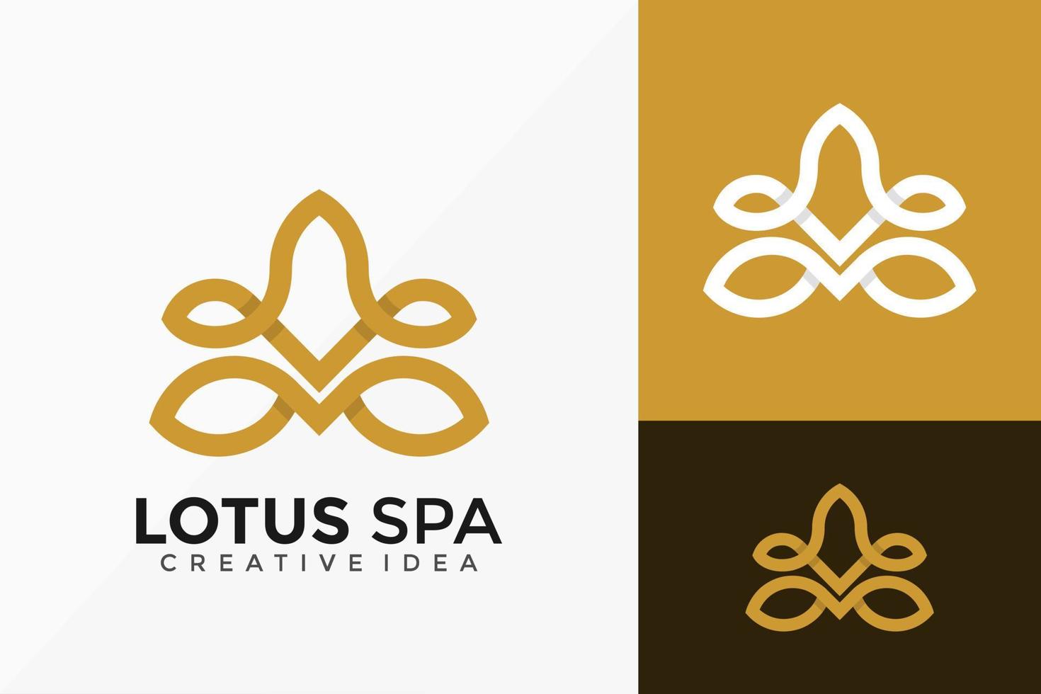 lyxig linjekonst lotus spa kreativ logotyp vektordesign. abstrakt emblem, designkoncept, logotyper, logotypelement för mall. vektor