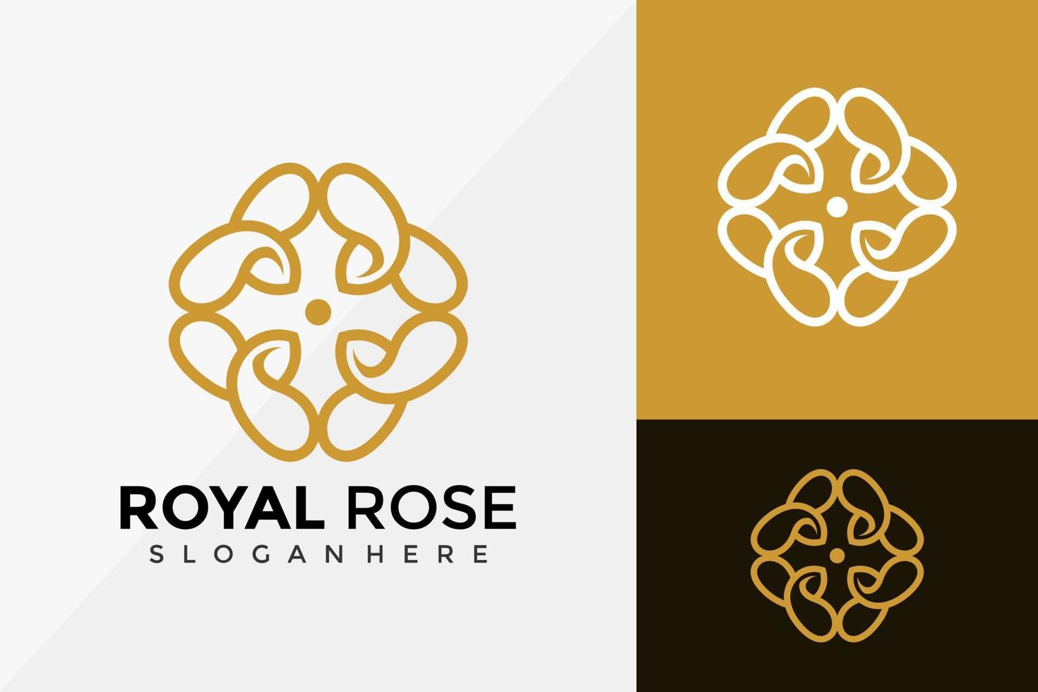 royal rose blomma logotyp design, varumärkesidentitet logotyper design vektor illustration mall