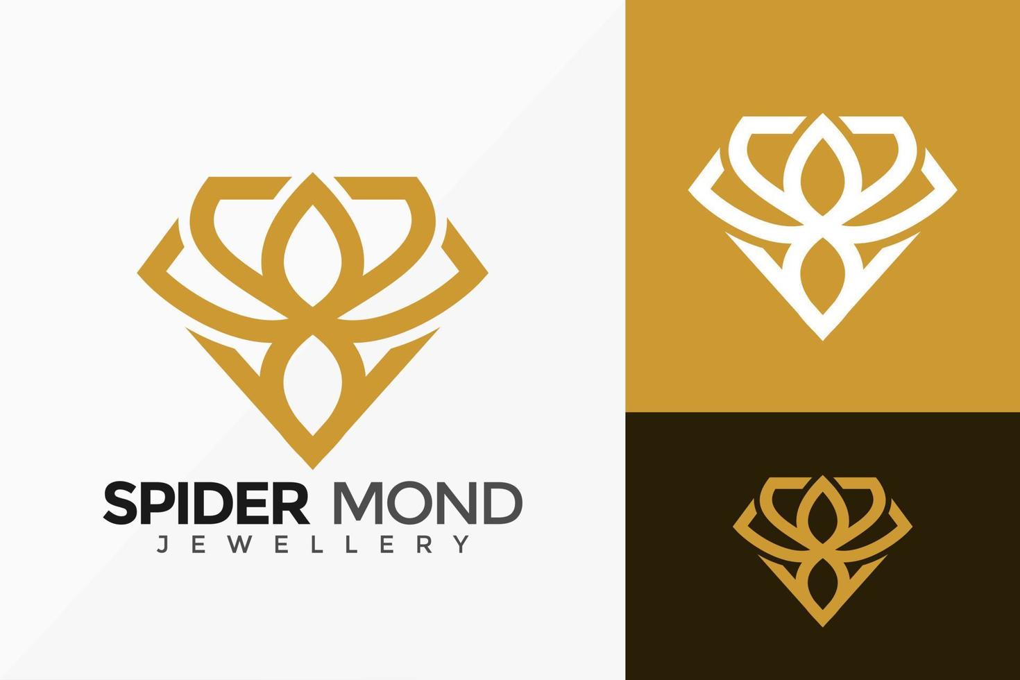 Luxus-Spider-Linien-Kunst-Diamant-Logo-Vektor-Design. abstraktes Emblem, Designkonzept, Logos, Logoelement für Vorlage. vektor