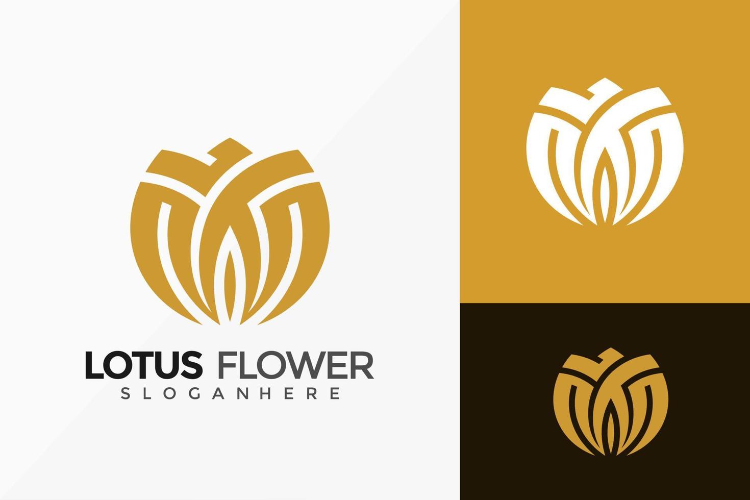 goldenes Lotusblumen-Logo-Design, elegante moderne Logos-Designs Vektor-Illustrationsvorlage vektor