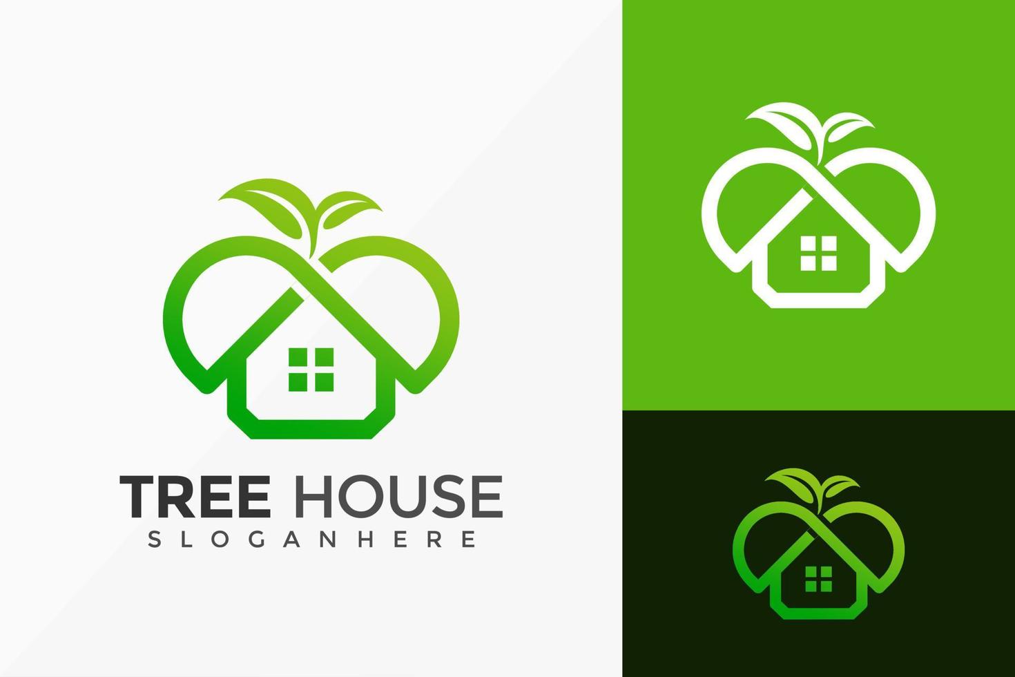 Naturbaumhaus-Logo-Design, minimalistische Logos entwirft Vektorillustrationsschablone vektor