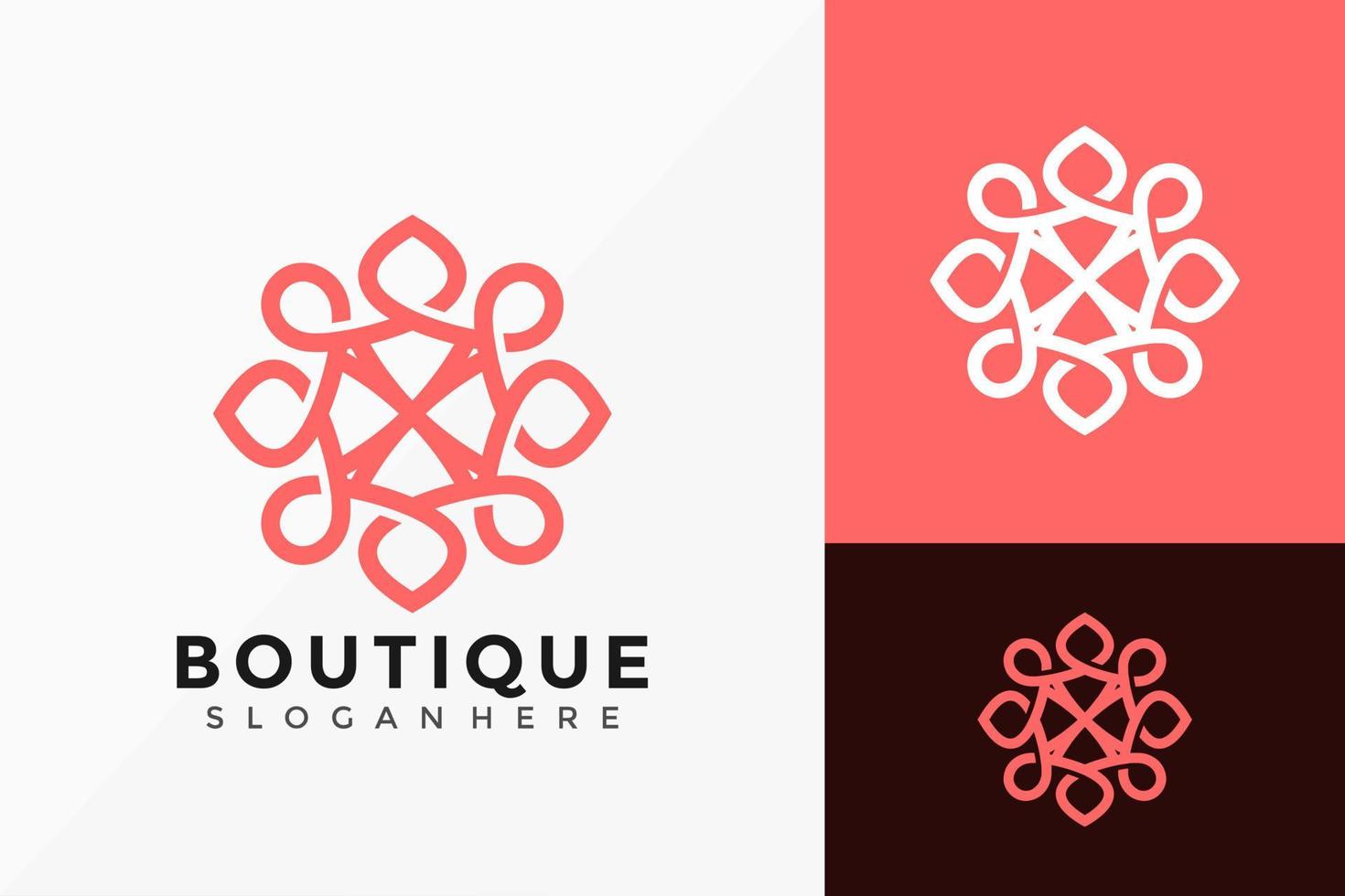 Boutique-Blumen-Logo-Design. moderne Ideenlogos entwirft Vektorillustrationsschablone vektor