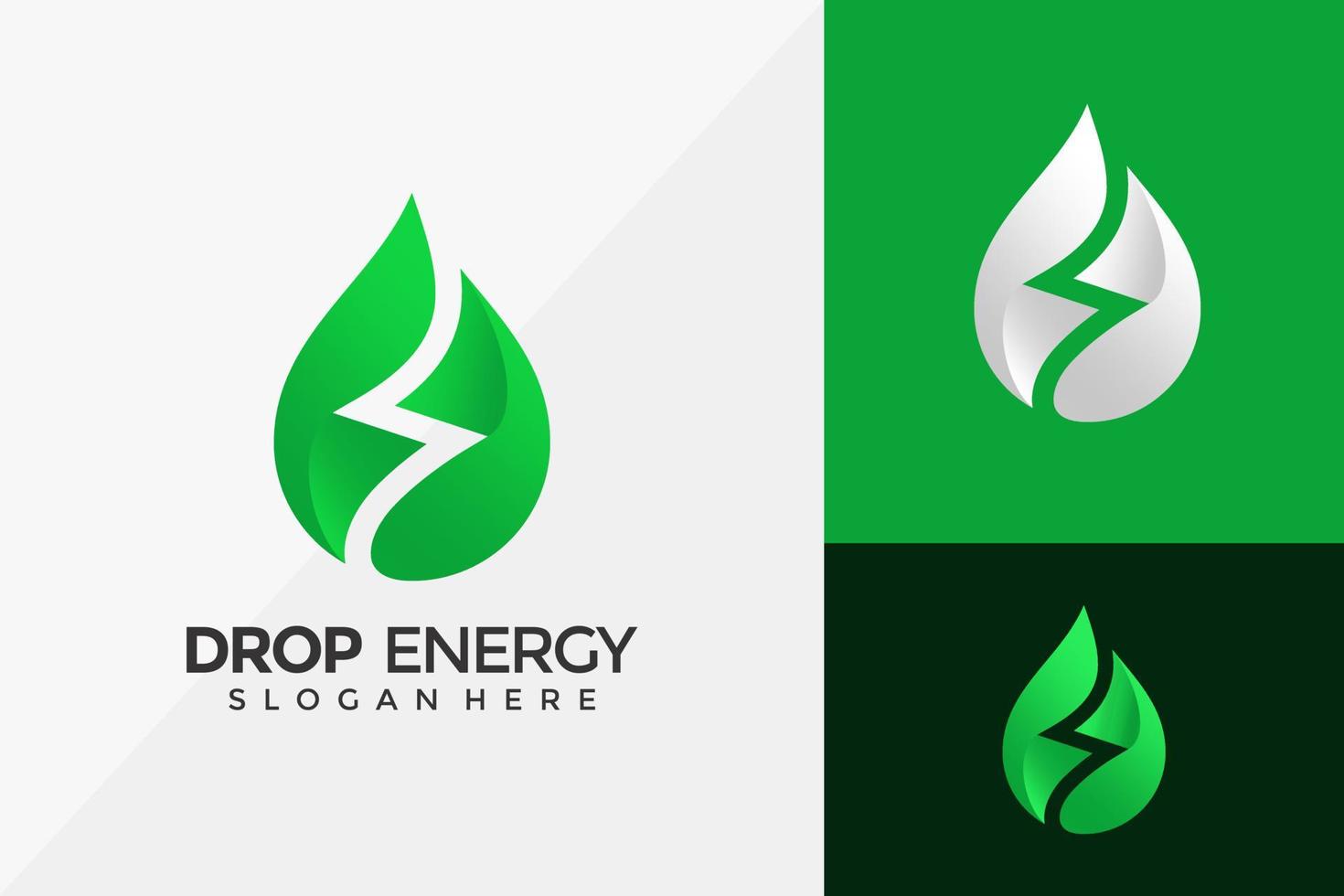 Energie fallen lassen, Logodesign für grüne Energie, moderne Logodesign-Vektorillustrationsvorlage vektor