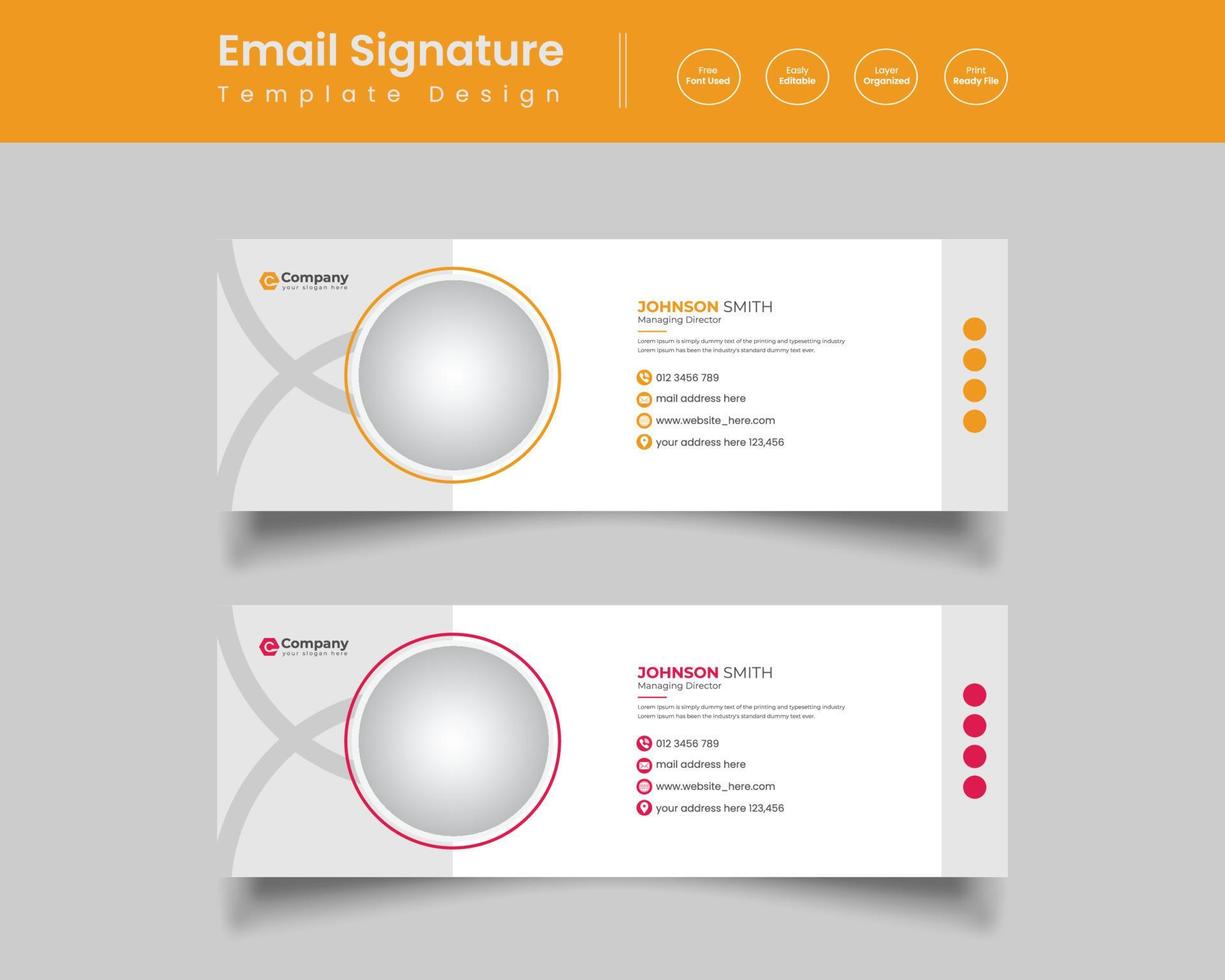 E-Mail-Signatur oder E-Mail-Fußzeilen-Designvorlage pro Vektor
