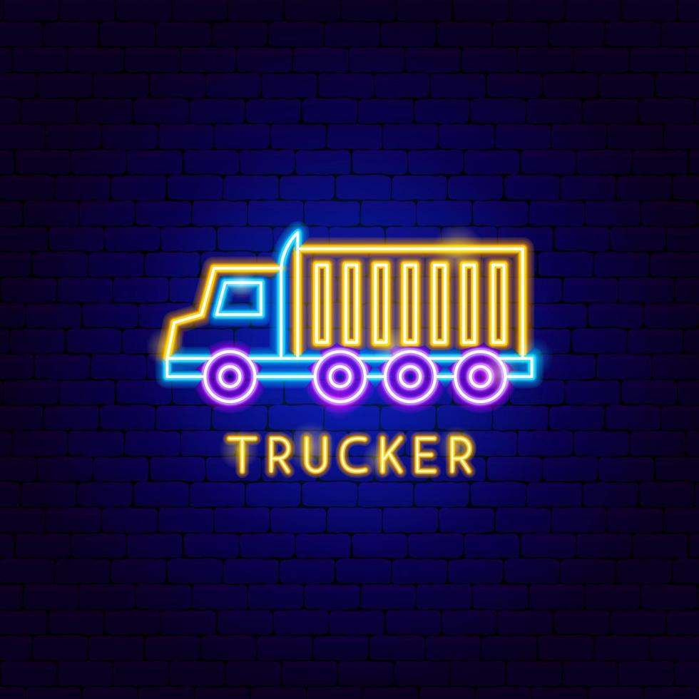 trucker neon etikett vektor