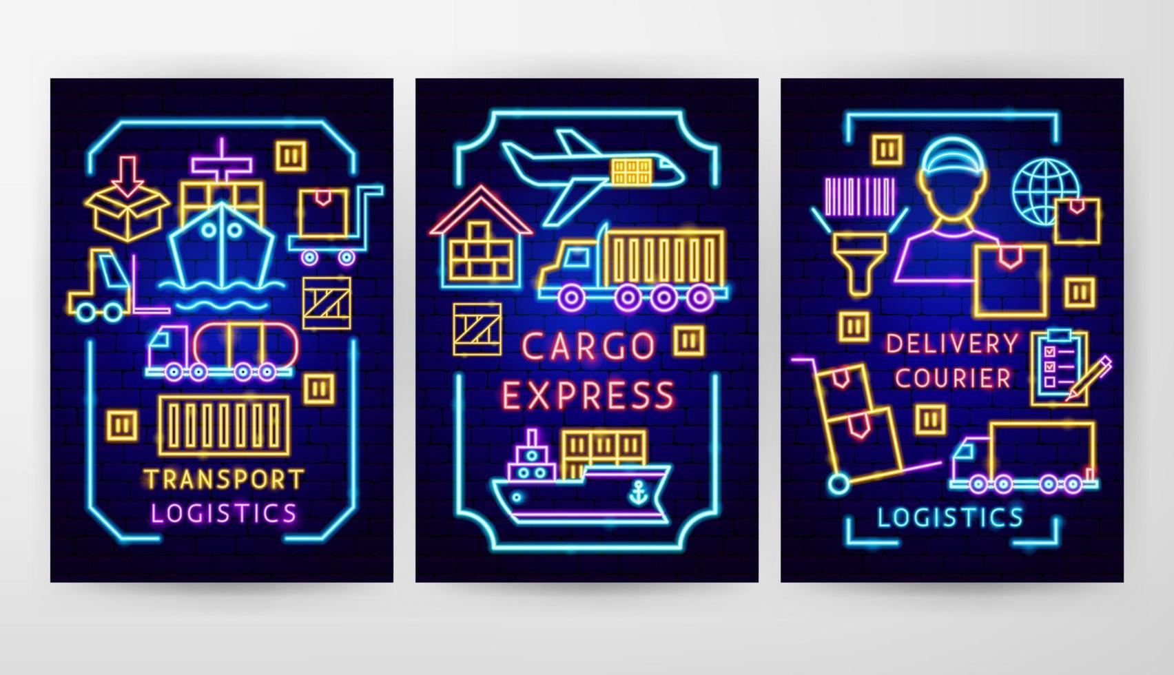 Cargo Neon Flyer Konzepte vektor