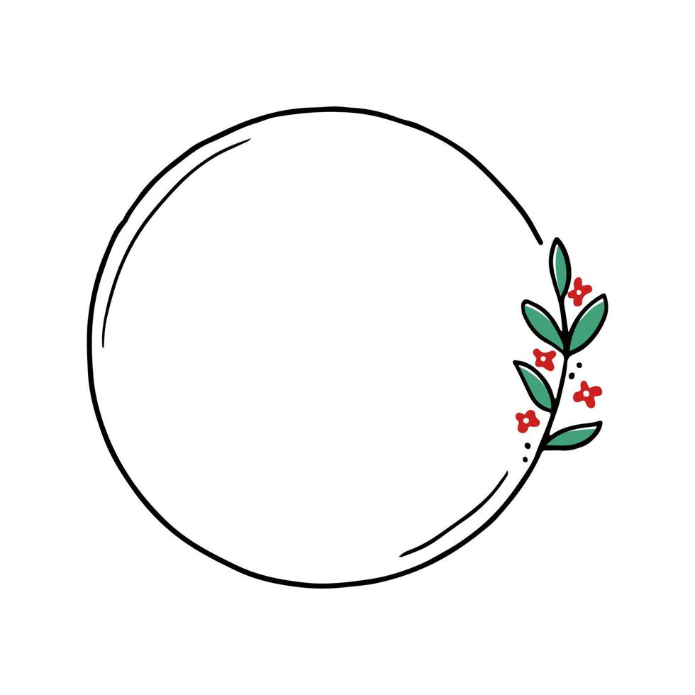 Weihnachtsblumenrahmen mit Kreisform vektor