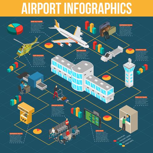 isometriska flygplatsinfographics vektor