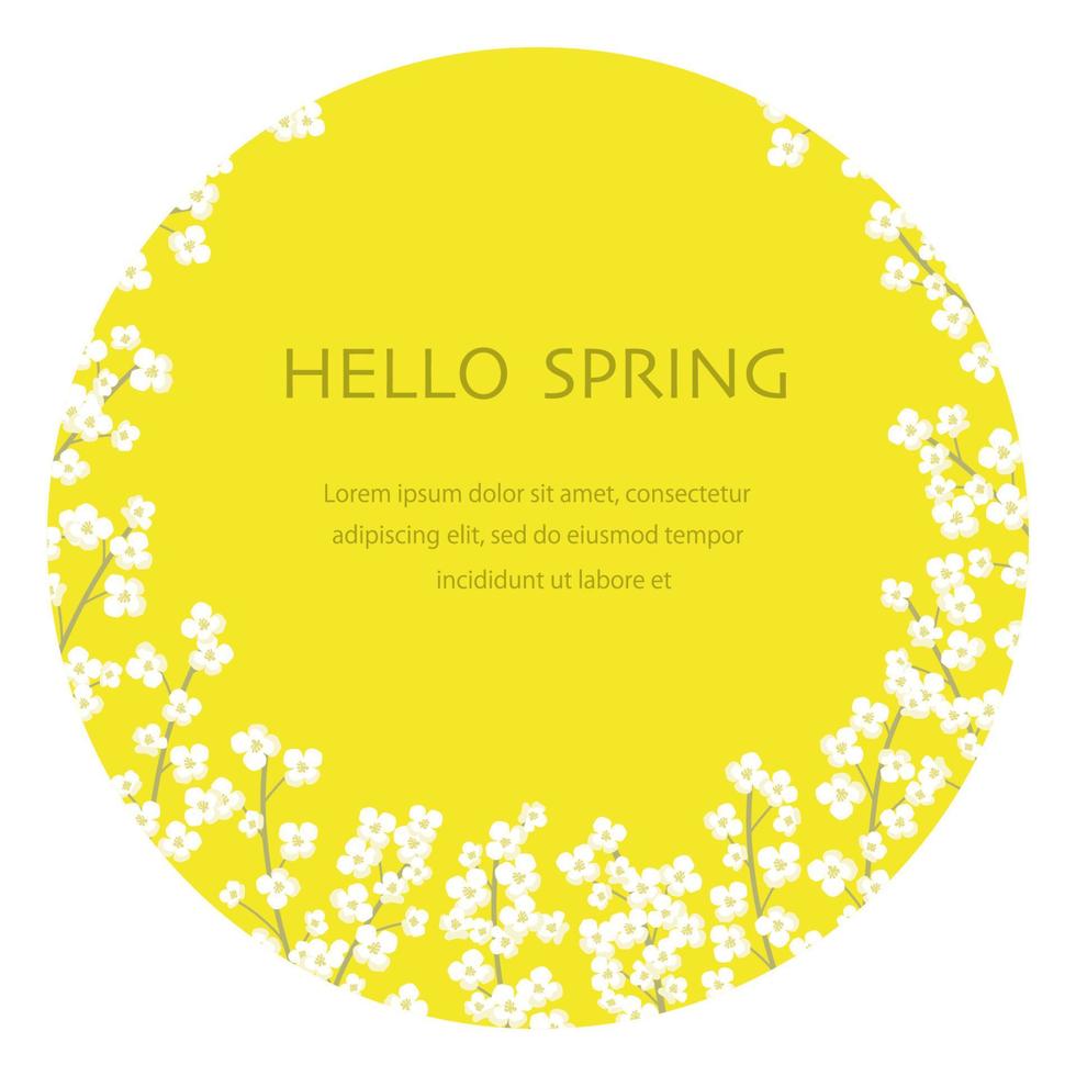 Vektor-Feld Senf runden floralen Hintergrund Illustration mit Textraum isoliert auf weißem Hintergrund. vektor
