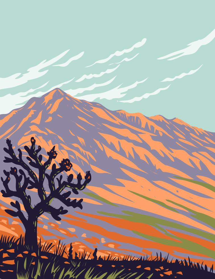 Franklin Mountains State Park mit Kaktus in El Paso Texas USA WPA Poster Art vektor