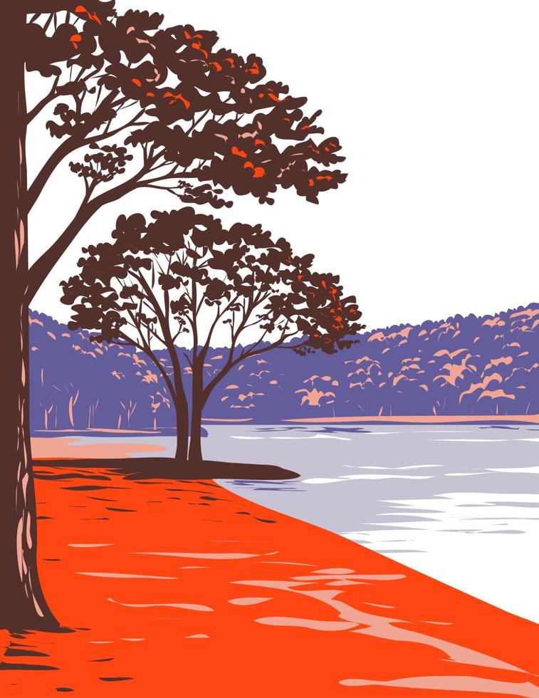 Mousetail Landing State Park am Ostufer des Tennessee River Perry County Linden Tennessee USA WPA Poster Art vektor