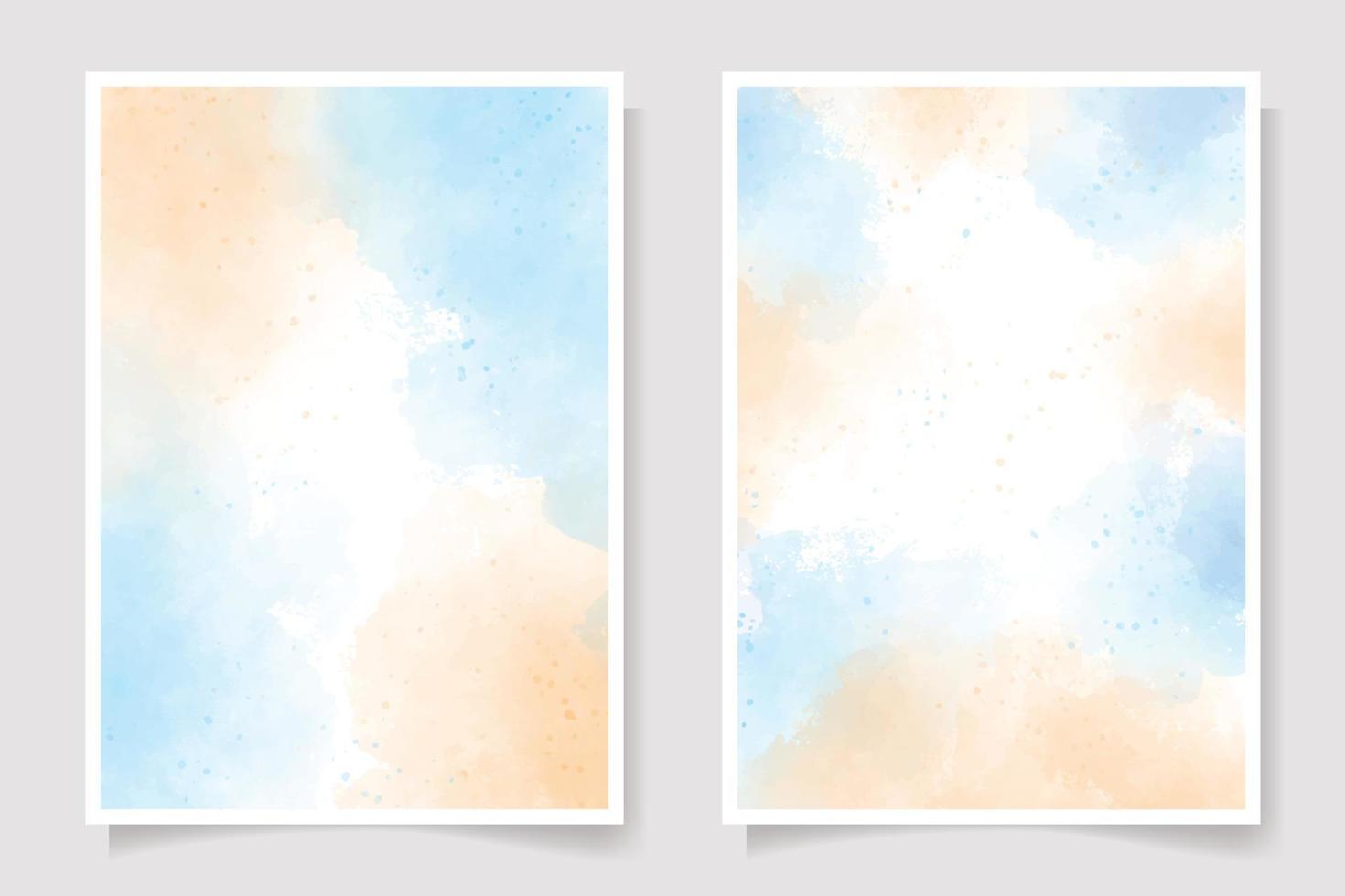 Meer blauer Himmel und Sandstrand Aquarell Hintergrund für Hochzeitseinladungskarten-Vorlagensammlung 5x7 vektor