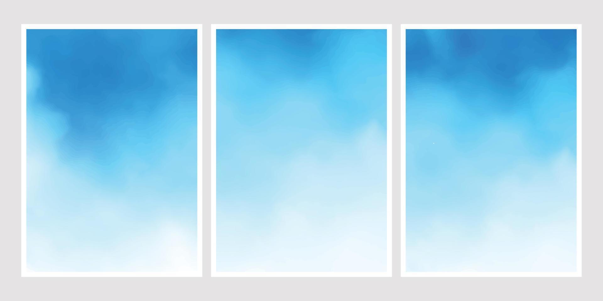blauer Himmel Aquarell Hintergrund Farbverlauf für Hochzeitseinladungskarte 5x7 Postkartengröße Sammlung vektor