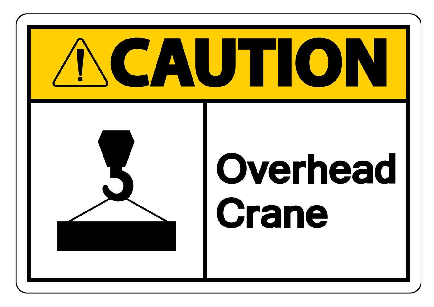 försiktighet overhead kran symbol tecken på vit bakgrund vektor