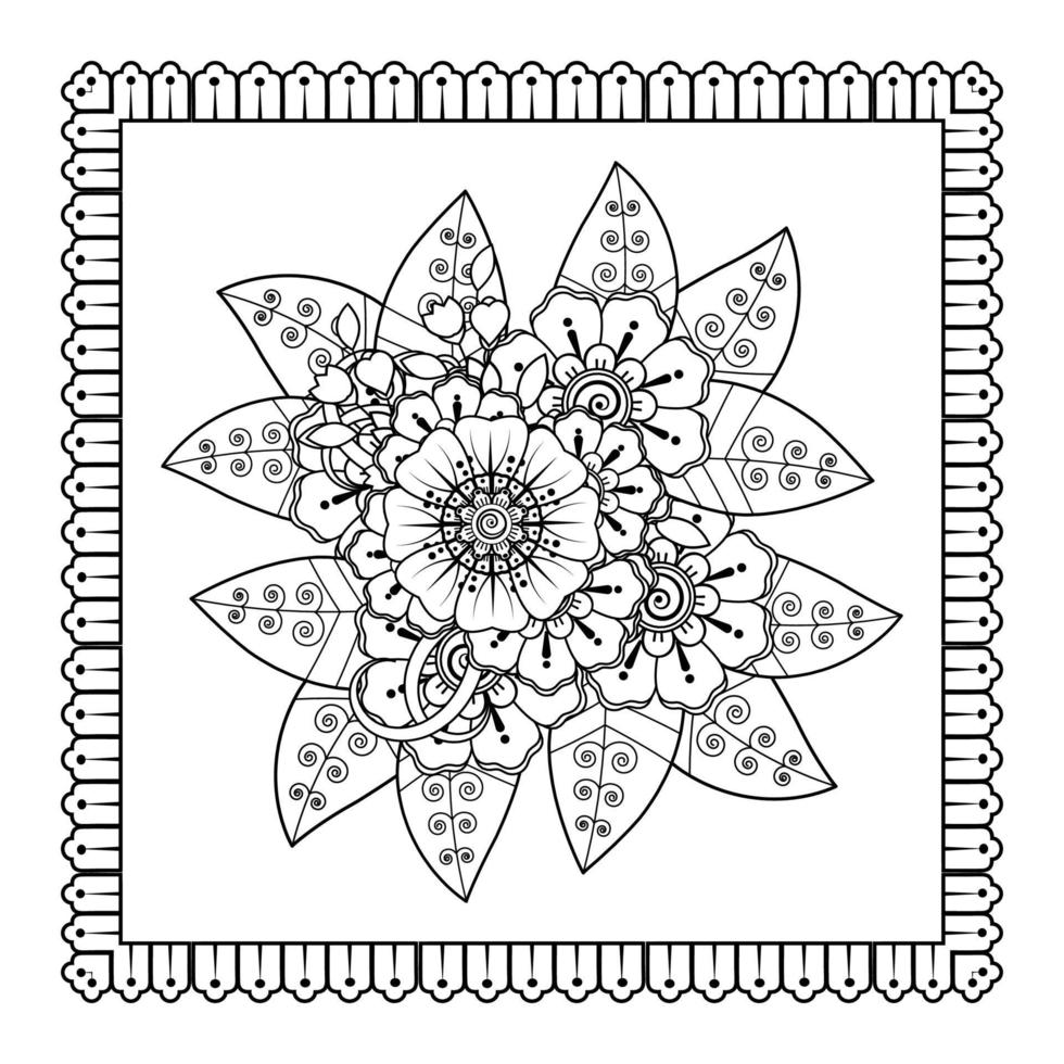 Mehndi-Blume für Henna, Mehndi, Tätowierung, Dekoration. dekoratives Ornament im ethnisch-orientalischen Stil, Doodle-Ornament, Umrisshand zeichnen. Malbuchseite. vektor