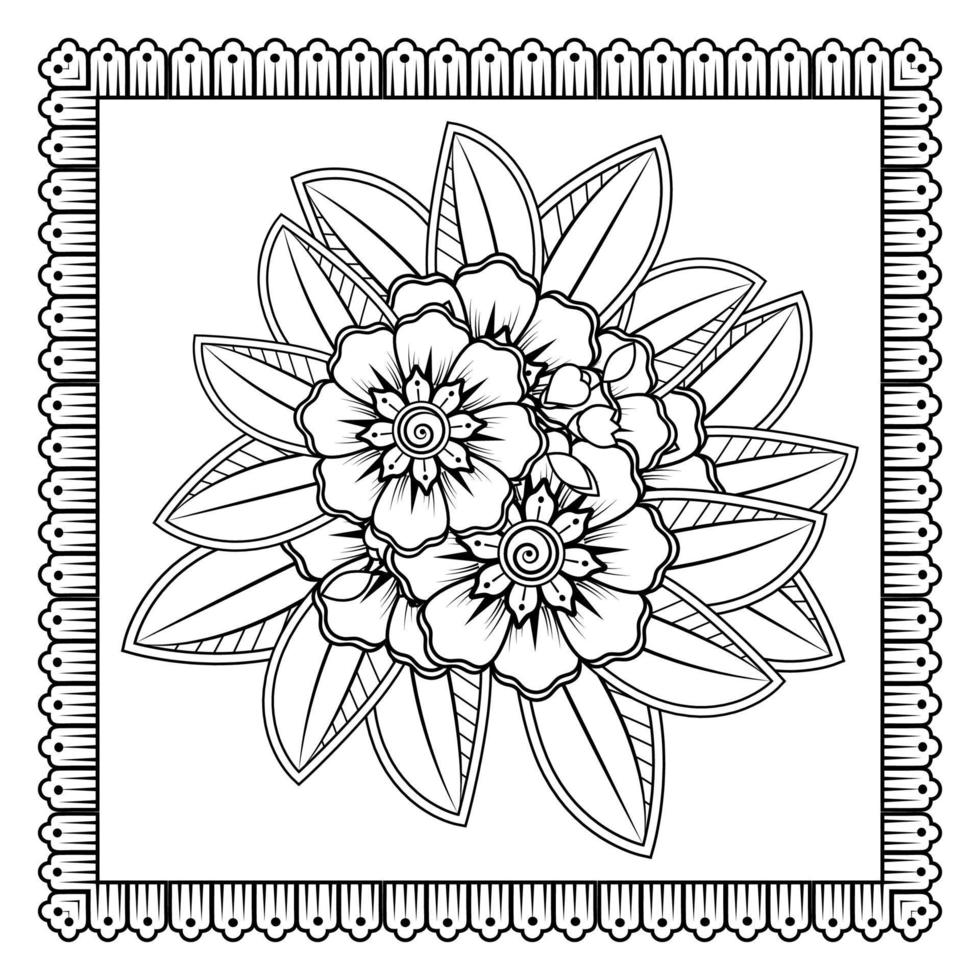 Mehndi-Blume für Henna, Mehndi, Tätowierung, Dekoration. dekoratives Ornament im ethnisch-orientalischen Stil, Doodle-Ornament, Umrisshand zeichnen. Malbuchseite. vektor