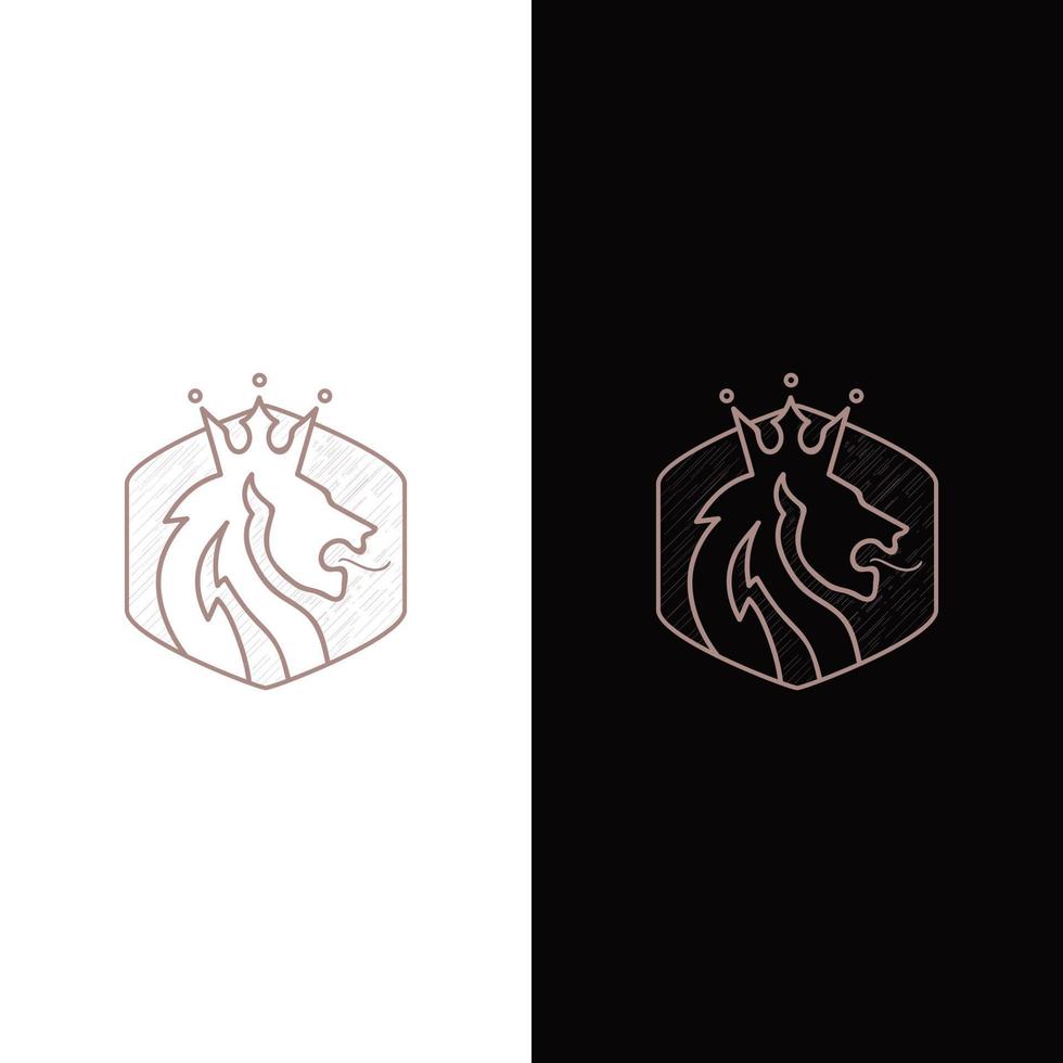 Löwenkopf und Krone. Vektorsymbol und Logo vektor