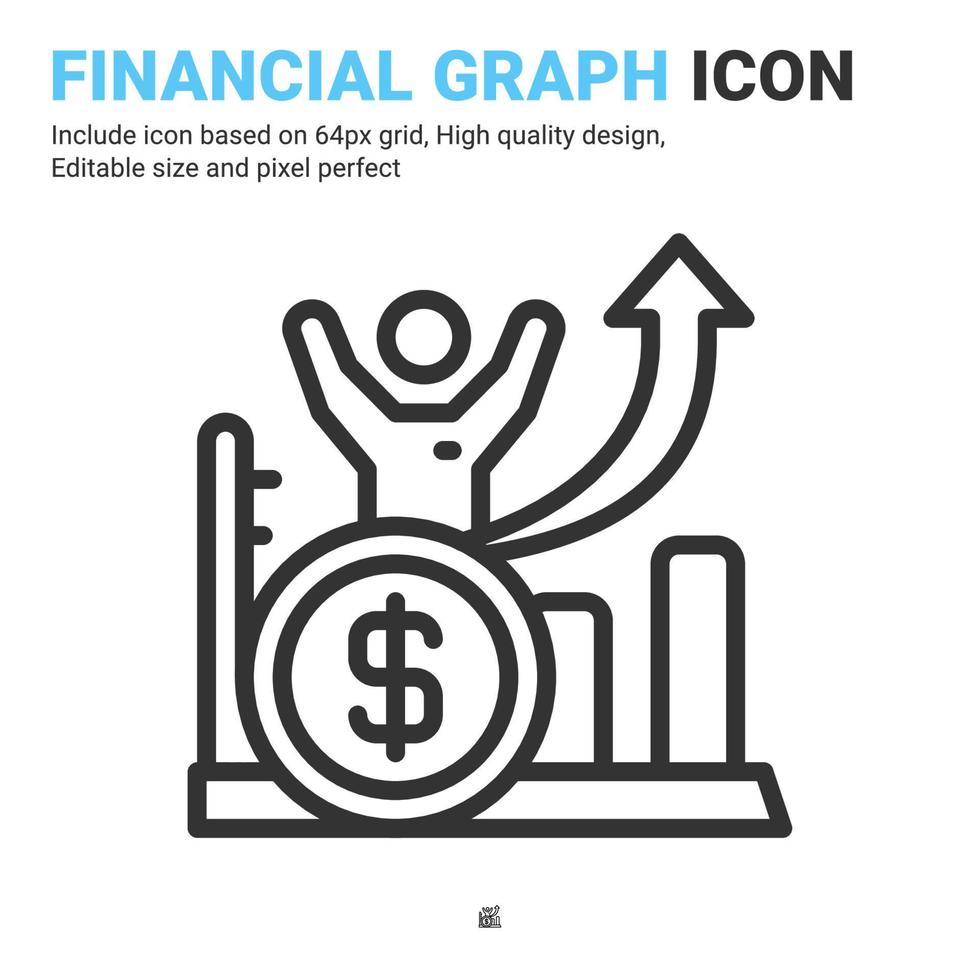 Finanzdiagramm-Symbol mit Umriss-Stil isoliert auf weißem Hintergrund. Vektorillustrationswährung, Einnahmen, Wachstumszeichensymbolkonzept für Geschäft, Finanzen, Unternehmen und Unternehmen. bearbeitbarer Strich vektor