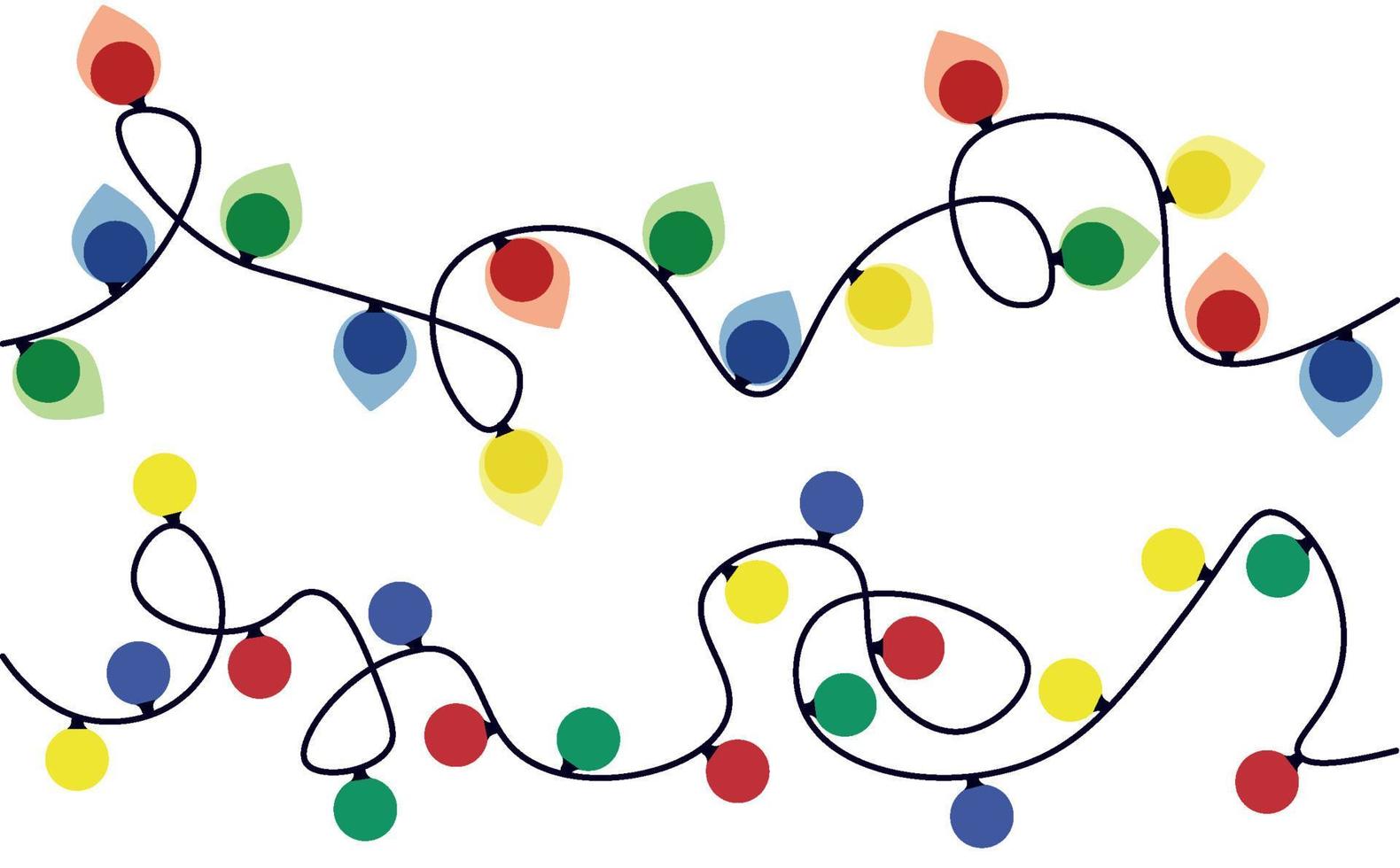julgirlanger. färgglada bollar av julbelysning. färgade girlanger, glödlampor. julillustrationer. vektor illustration