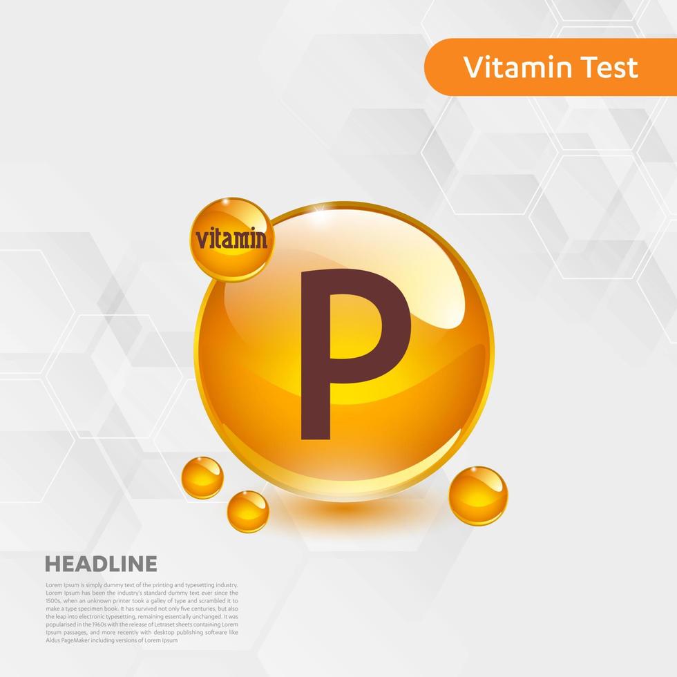 Vitamin P Sonnensymbol-Sammlungssatz, Körpercholecalciferol. goldener Tropfen Vitaminkomplex Tropfen. medizinisch für Heidevektorillustration vektor