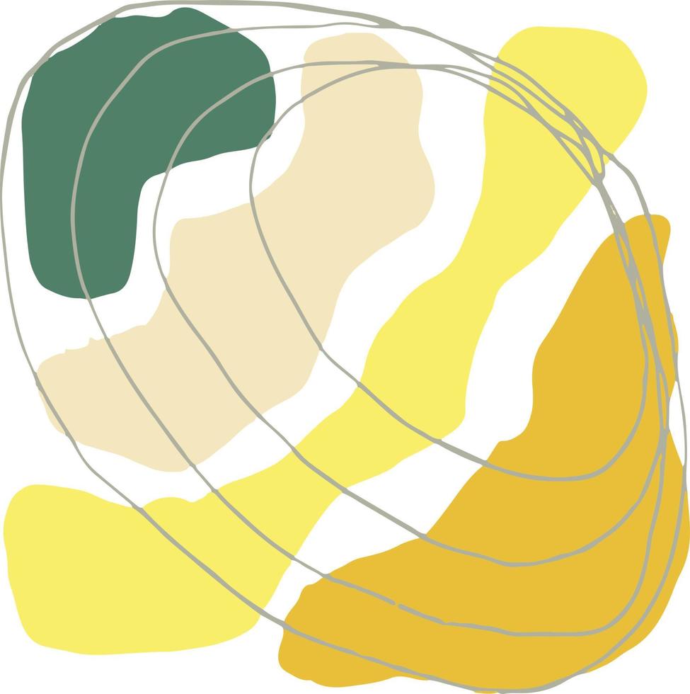 abstraktion mall affisch, kort. handritad doodle. 2021 trendiga färger guld, grönt, grått, gult. inredningsöverdrag vektor