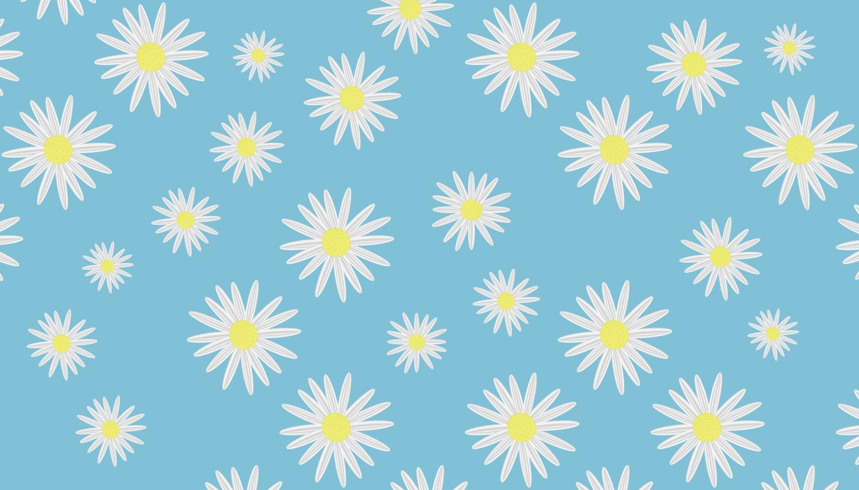 abstrakte schöne gänseblümchen gelb weiße blume blüte botanisch floral nahtlose muster natur leuchtend blaues meer breite hintergrundtapete vektorillustration vektor