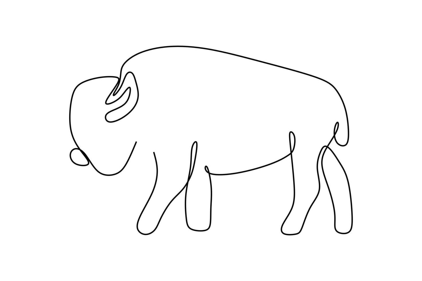 eine Linie Design Silhouette von buffalo.handgezeichneter Minimalismus style.vector illustration vektor